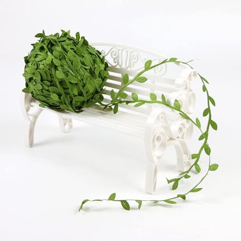 2 Rolls 66 Ft Leaf Ribbon, Burlap Twine Ribbon, Green Leaves Artificial Vines Decor, Used for Jungle Party Wedding Garden Home Decor in Saudi Arabia