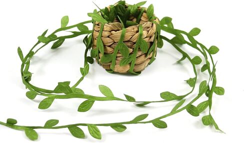 2 Rolls 66 Ft Leaf Ribbon, Burlap Twine Ribbon, Green Leaves Artificial Vines Decor, Used for Jungle Party Wedding Garden Home Decor in Saudi Arabia