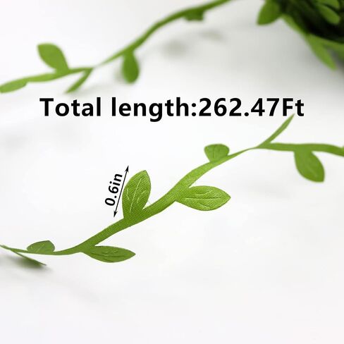 2 Rolls 66 Ft Leaf Ribbon, Burlap Twine Ribbon, Green Leaves Artificial Vines Decor, Used for Jungle Party Wedding Garden Home Decor in Saudi Arabia