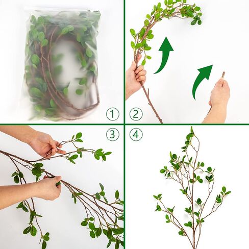 Focalmotors 3 قطع سيقان صناعية فروع صناعية 43.3 بوصة لمسة حقيقية فروع شجرة وهمية لمزهرية باقة الزهور ديكور المنزل والمكتب الأخضر in Kuwait