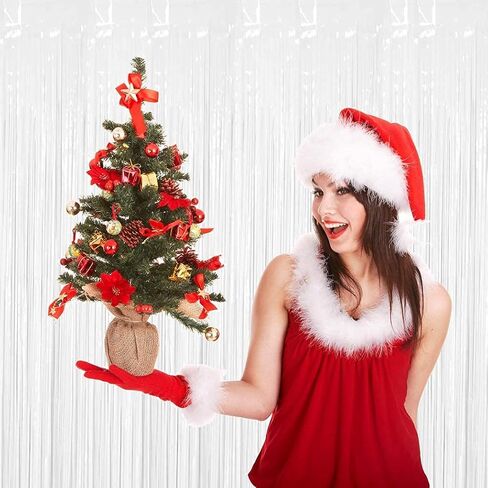 JOYYU White Foil Fringe Curtain, 2PCS 3.28FT x 8.2FT Metallic Tinsel Door Curtains Photo Booth Backdrop for Wedding Birthday Bridal Shower Baby Shower Bachelorette Christmas Party Decorations in Saudi Arabia
