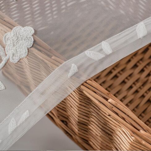 Melodieux Flower Embroidery Sheer Curtain for Living Room Patio Sliding Door Wide Window Rod Pocket Voile Drape, White Flower, 100 by 84 Inch (1 Panel) in Saudi Arabia