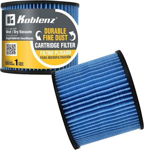 Koblenz Fine Dust Cartridge Filter, Original Replacement Disposable Filter for Wet and Dry Vacuum Cleaner, Fits 5 to 16 Gallon, Easy to Install, 45-1170-00-5 in Saudi Arabia