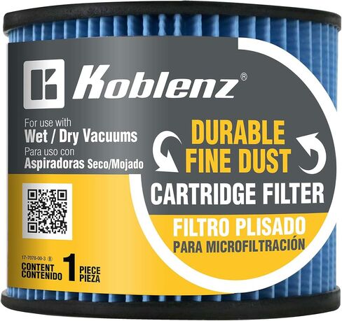 Koblenz Fine Dust Cartridge Filter, Original Replacement Disposable Filter for Wet and Dry Vacuum Cleaner, Fits 5 to 16 Gallon, Easy to Install, 45-1170-00-5 in Saudi Arabia
