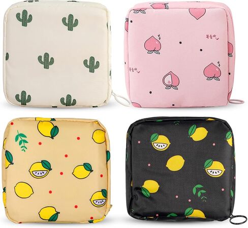 Sanitary Napkin Storage Bag,Portable Sanitary Napkin Storage Pouch Pack of 4 Reusable Menstrual Cup Pouch with Zipper 4.7 * 4.7 inches Teen Feminine Products Bag for Girls,Women,Ladies (Peach) in Saudi Arabia