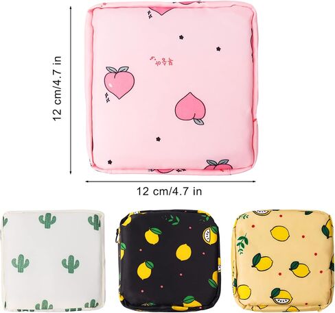 Sanitary Napkin Storage Bag,Portable Sanitary Napkin Storage Pouch Pack of 4 Reusable Menstrual Cup Pouch with Zipper 4.7 * 4.7 inches Teen Feminine Products Bag for Girls,Women,Ladies (Peach) in Saudi Arabia