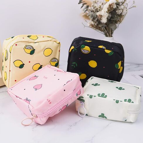 Sanitary Napkin Storage Bag,Portable Sanitary Napkin Storage Pouch Pack of 4 Reusable Menstrual Cup Pouch with Zipper 4.7 * 4.7 inches Teen Feminine Products Bag for Girls,Women,Ladies (Peach) in Saudi Arabia