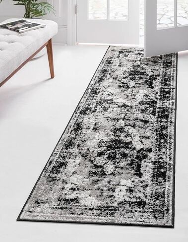 Rugs.com Monte Carlo Collection Rug – 2' 7 x 12' Runner Black Medium Rug Perfect for Living Rooms, Large Dining Rooms, Open Floorplans in Saudi Arabia