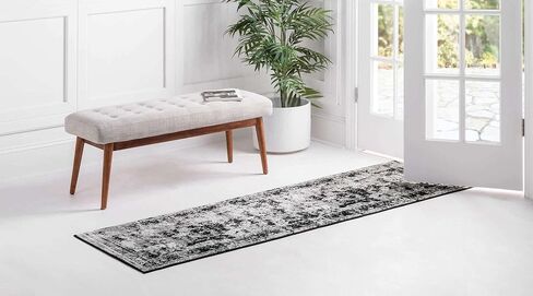 Rugs.com Monte Carlo Collection Rug – 2' 7 x 12' Runner Black Medium Rug Perfect for Living Rooms, Large Dining Rooms, Open Floorplans in Saudi Arabia