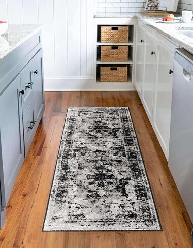 Rugs.com Monte Carlo Collection Rug – 2' 7 x 12' Runner Black Medium Rug Perfect for Living Rooms, Large Dining Rooms, Open Floorplans in Saudi Arabia