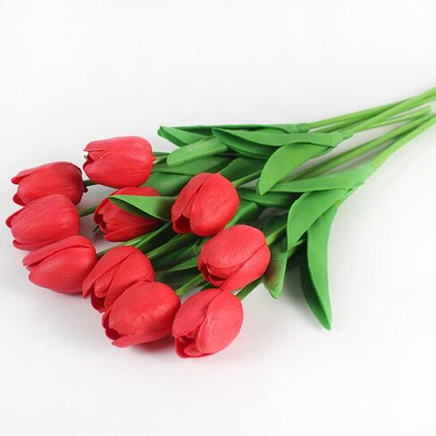 24 قطعة من زهور التوليب الاصطناعية من WESAPPINC ذات ملمس حقيقي من البولي يوريثان زهور التوليب المزيفة لترتيب باقة الزفاف وحفلات استقبال المولود الجديد وعيد الفصح والربيع وديكور غرفة الطعام والمكتب (وردي) in Kuwait