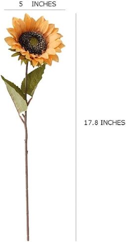 Laelfe 7PCS Artificial Sunflowers Flowers Silk Fall Sunflower Vintage Burgundy Sunflowers Decorations for Home Wedding Party Bulk Dark Center Single in Saudi Arabia