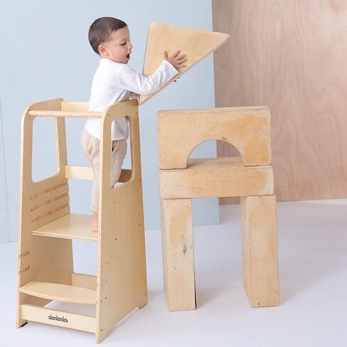 dadada Toddler Tower - Kids Step Stool with Safety Rail - Adjustable Montessori Step Stool for Kids - Toddler Learning Tower with Protection - Kitchen Toddler Step Stool - Graphite in Saudi Arabia