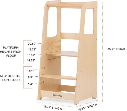 dadada Toddler Tower - Kids Step Stool with Safety Rail - Adjustable Montessori Step Stool for Kids - Toddler Learning Tower with Protection - Kitchen Toddler Step Stool - Graphite in Saudi Arabia