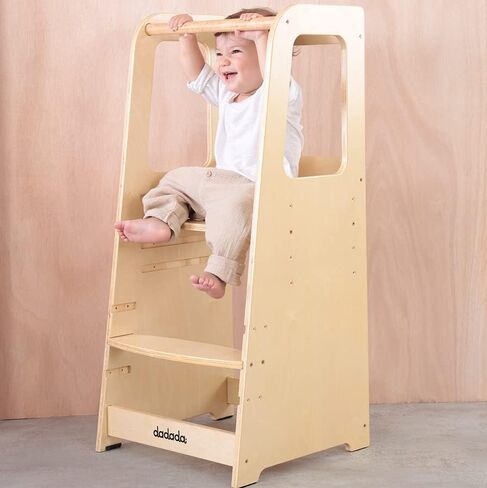dadada Toddler Tower - Kids Step Stool with Safety Rail - Adjustable Montessori Step Stool for Kids - Toddler Learning Tower with Protection - Kitchen Toddler Step Stool - Graphite in Saudi Arabia