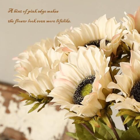 Laelfe 7PCS Artificial Sunflowers Flowers Silk Fall Sunflower Vintage Burgundy Sunflowers Decorations for Home Wedding Party Bulk Dark Center Single in Saudi Arabia