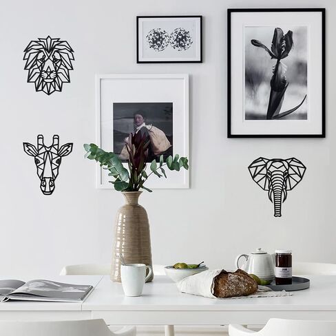 WATINC 3Pcs Safari Animals Wooden Geometric Nursery Wall Decoration Modern Art Minimalist Wall Distinctive Pattern for Bedroom Living Dining Room Natural Themed House Great Gift in Saudi Arabia