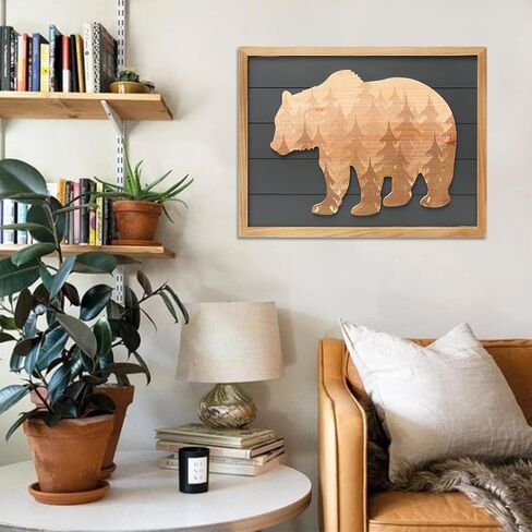 SwallowLiving 21 x 16 Inches Cabin Deer Wall Decor Large 3D Deer Rustic Wooden Forest Mountain Wall Art Woodland Decorative Farmhouse Wildlife Lodge Animal Elk Wood Framed Decor in Saudi Arabia