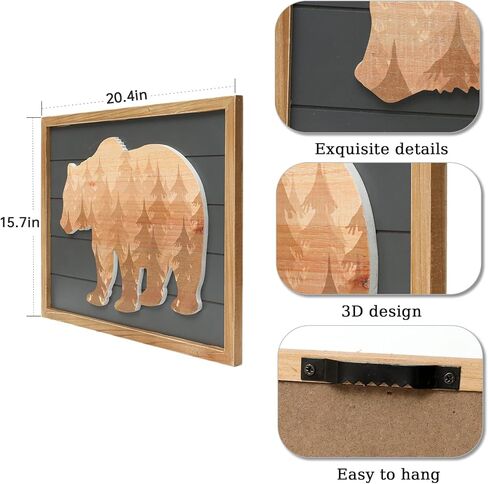 SwallowLiving 21 x 16 Inches Cabin Deer Wall Decor Large 3D Deer Rustic Wooden Forest Mountain Wall Art Woodland Decorative Farmhouse Wildlife Lodge Animal Elk Wood Framed Decor in Saudi Arabia