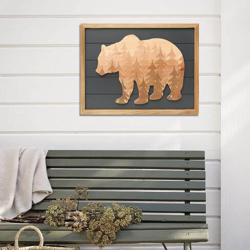 SwallowLiving 21 x 16 Inches Cabin Deer Wall Decor Large 3D Deer Rustic Wooden Forest Mountain Wall Art Woodland Decorative Farmhouse Wildlife Lodge Animal Elk Wood Framed Decor in Saudi Arabia