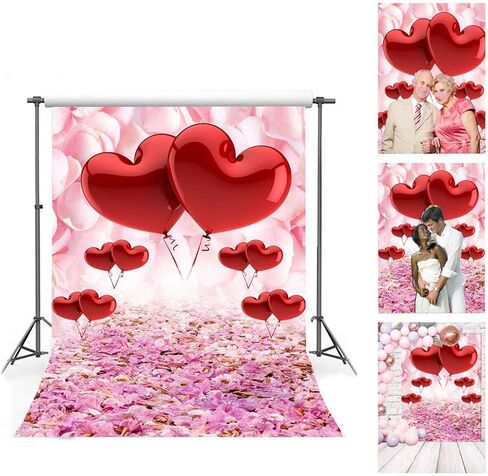 Valentine's Day Love Heart Photography Backdrops 5x7ft Pink Rose Flowers Wedding Photo Background for Pictures Newborn Bridal Shower Birthday Party Banner Decor Mother's Day Photo Studio Props in Saudi Arabia