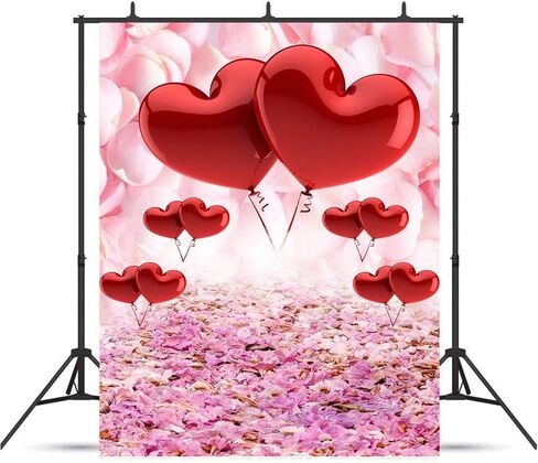 Valentine's Day Love Heart Photography Backdrops 5x7ft Pink Rose Flowers Wedding Photo Background for Pictures Newborn Bridal Shower Birthday Party Banner Decor Mother's Day Photo Studio Props in Saudi Arabia