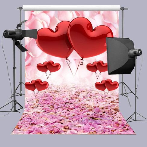 Valentine's Day Love Heart Photography Backdrops 5x7ft Pink Rose Flowers Wedding Photo Background for Pictures Newborn Bridal Shower Birthday Party Banner Decor Mother's Day Photo Studio Props in Saudi Arabia