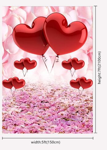 Valentine's Day Love Heart Photography Backdrops 5x7ft Pink Rose Flowers Wedding Photo Background for Pictures Newborn Bridal Shower Birthday Party Banner Decor Mother's Day Photo Studio Props in Saudi Arabia