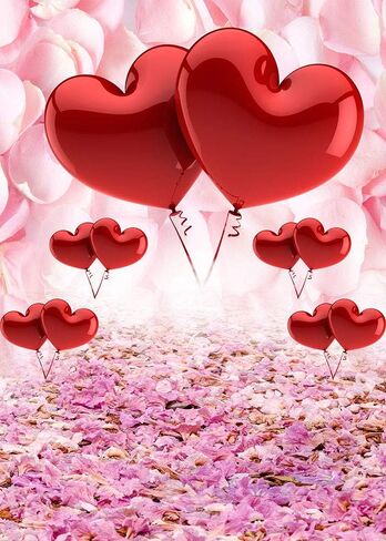 Valentine's Day Love Heart Photography Backdrops 5x7ft Pink Rose Flowers Wedding Photo Background for Pictures Newborn Bridal Shower Birthday Party Banner Decor Mother's Day Photo Studio Props in Saudi Arabia