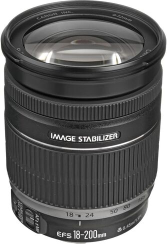 Canon EF-S 18-200mm f/3.5-5.6 is Lens (2752B002) + Filter Kit + Backpack + 64GB Card + Lens Pouch + Card Reader + Flex Tripod + Memory Wallet + Cap Keeper + Cleaning Kit + Hand Strap + More (Renewed) in Saudi Arabia