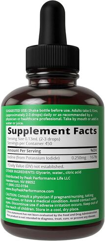 قطرات سائلة من يوديد البوتاسيوم لحماية الغدة الدرقية. 1 سنة العرض. ملحق اليود النباتي. امتصاص أفضل مقارنة بحبوب وأقراص يوديد البوتاسيوم. خالٍ من الغلوتين، تم اختباره في الولايات المتحدة الأمريكية in Kuwait