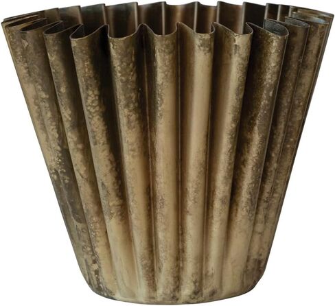 Creative Co-Op Pleated Metal Vase, Antique Brass Finish Planter in Saudi Arabia