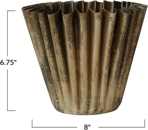 Creative Co-Op Pleated Metal Vase, Antique Brass Finish Planter in Saudi Arabia