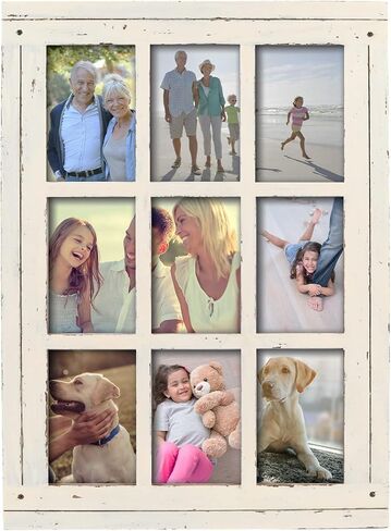 Prinz Homestead Distressed Wood Antique Blue 9-Opening Collage Picture Frame, for 4" x 6" Photos, Wall Display in Saudi Arabia
