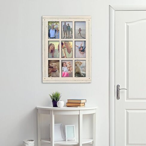 Prinz Homestead Distressed Wood Antique Blue 9-Opening Collage Picture Frame, for 4" x 6" Photos, Wall Display in Saudi Arabia