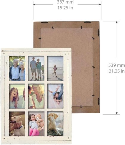 Prinz Homestead Distressed Wood Antique Blue 9-Opening Collage Picture Frame, for 4" x 6" Photos, Wall Display in Saudi Arabia