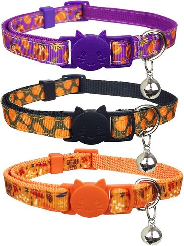 طوق القطط لعيد الشكر مع جرس، طوق قابل للانفصال لعطلة الخريف من كيتي كيتن للفتيات والفتيان والقطط الإناث in Kuwait