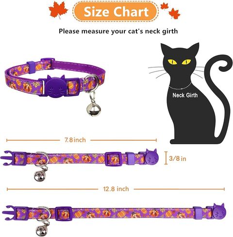 طوق القطط لعيد الشكر مع جرس، طوق قابل للانفصال لعطلة الخريف من كيتي كيتن للفتيات والفتيان والقطط الإناث in Kuwait