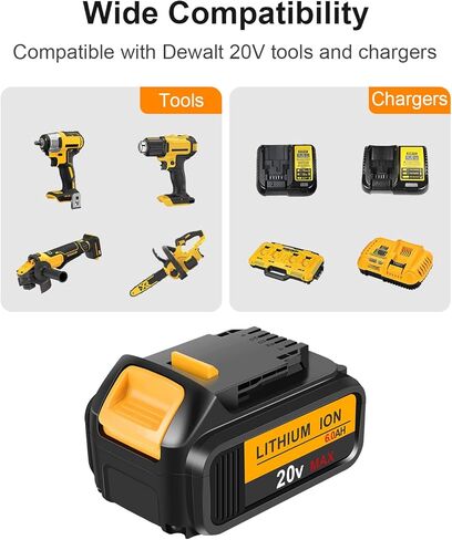 عبوة بديلة من TeenPower لبطارية Dewalt 20V 6.0Ah Max مع مجموعة شاحن واحدة in Kuwait