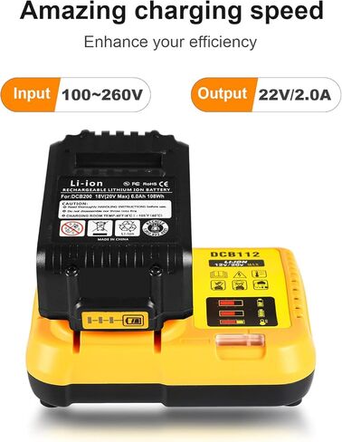 عبوة بديلة من TeenPower لبطارية Dewalt 20V 6.0Ah Max مع مجموعة شاحن واحدة in Kuwait