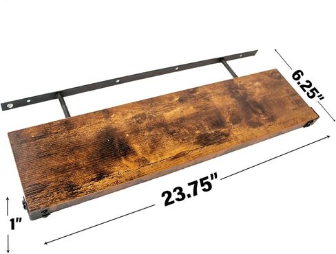 أرفف عائمة لواقي الفم المحارب للحمام والمطبخ - تخزين ديكور المزرعة الريفية ورفوف عرض الحائط، مجموعة من 2، بني in Kuwait