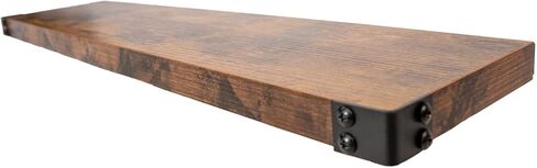 أرفف عائمة لواقي الفم المحارب للحمام والمطبخ - تخزين ديكور المزرعة الريفية ورفوف عرض الحائط، مجموعة من 2، بني in Kuwait