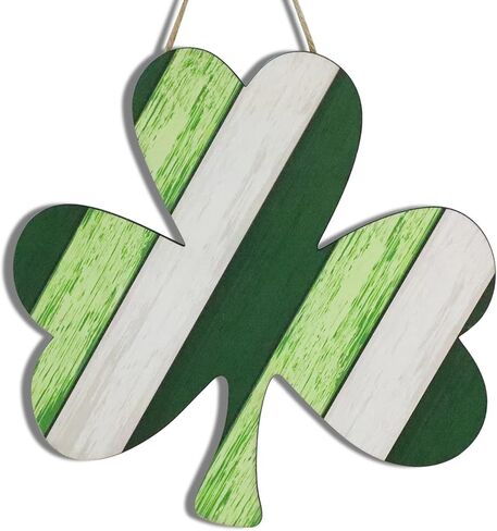 Davsolly St. Patrick's Day Shamrock Hanging MDF Sign w/Rope Hanger (Shamrock Wreath Wood) … (Shamrock Wreath Wood) in Kuwait