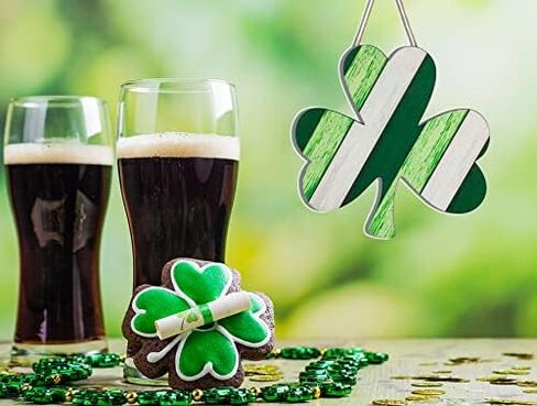 Davsolly St. Patrick's Day Shamrock Hanging MDF Sign w/Rope Hanger (Shamrock Wreath Wood) … (Shamrock Wreath Wood) in Kuwait