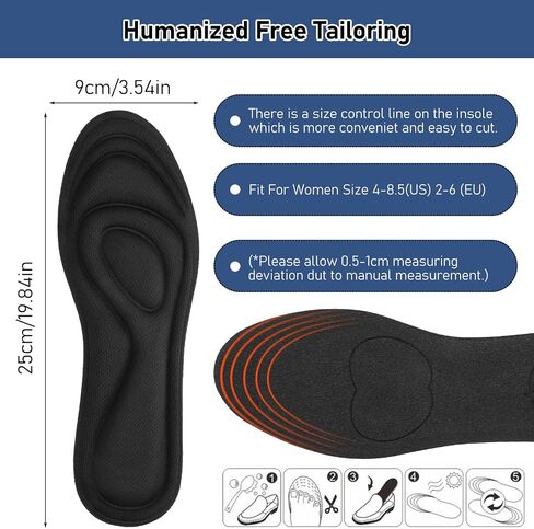 WLLHYF 2Pair Memory Foam Insoles, Shoe Insoles for Women Man Replacement Shoe Inserts Comfort Cushioning Shoe Inserts Shoe Pads Relieve Foot Pain(Black,Men8-11US) in Saudi Arabia