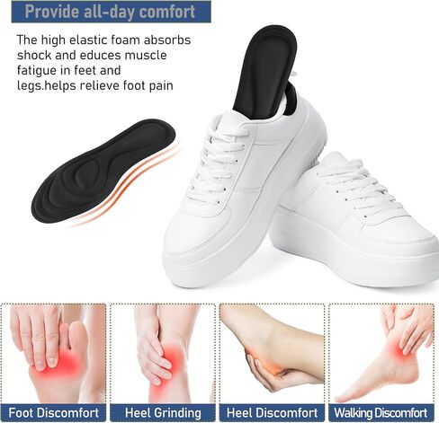 WLLHYF 2Pair Memory Foam Insoles, Shoe Insoles for Women Man Replacement Shoe Inserts Comfort Cushioning Shoe Inserts Shoe Pads Relieve Foot Pain(Black,Men8-11US) in Saudi Arabia