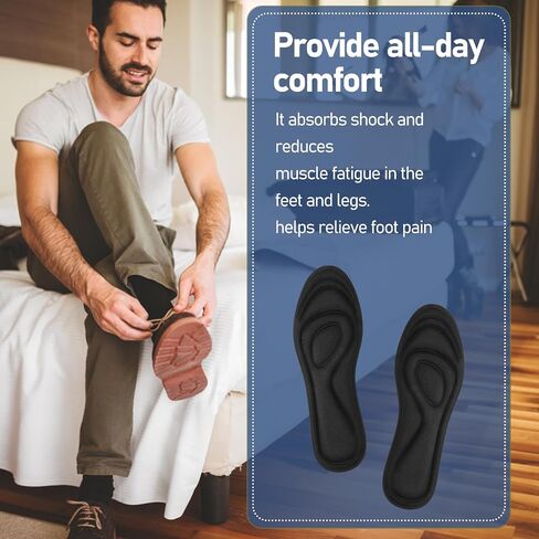 WLLHYF 2Pair Memory Foam Insoles, Shoe Insoles for Women Man Replacement Shoe Inserts Comfort Cushioning Shoe Inserts Shoe Pads Relieve Foot Pain(Black,Men8-11US) in Saudi Arabia