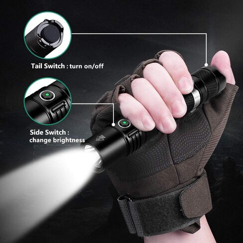 سوفيرن مصباح يدوي تكتيكي 1200 لومن عالي، مصباح يدوي LED فائق السطوع، مقاوم للماء، مصباح فلاش صغير للجيب اي دي سي للتخييم والجري والطوارئ في الهواء الطلق in Kuwait