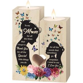 شمعدان هدايا الأم، هدايا للأم من الابنة، هدايا عيد ميلاد الأم، عيد الشكر وعيد الأم وعيد الحب وهدايا عيد الميلاد للأم من الابنة - حامل شموع خشبي in Kuwait