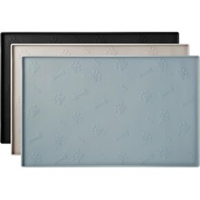 Dog Bowl Mat Waterproof Cat Feeding Mat, Silicone Pet Food Mat, Waterproof Raised-Edges Pet Bowl Placement Tray for Puppy Kitty Dog Cat to Food Spills and Water Messes Out to Floor (48X30CM, Beige) in Kuwait